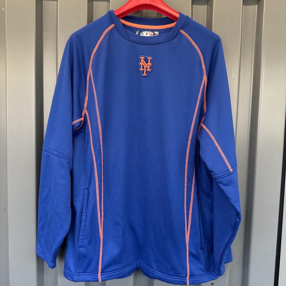 New York Mets Sweatshirt Mens Medium Blue MLB Warm Up  Pullover Crewneck